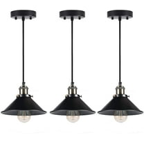 Industrial Pendant Lighting for Kitchen Island, Hanging Light with Metal Shade, Vintage Ceiling Light Fixture, Retro Pendant Lights E26 Base, Rustic Bronze and Black Finish Fixture(3 Pack)