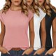 thumbnail image 1 of Camisetas sin mangas Zeagoo para mujer, paquete de 3, cuello redondo, manga corta, verano, 1 of 6