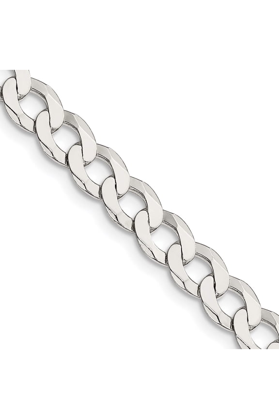 Sterling Silver 6.8mm Flat Curb Chain (30 X 6.8) Made In Italy qlb180-30