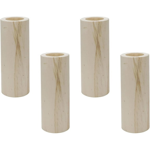 4Pcs Cylinder Wood Bed Risers Furniture Risers Wooden Solid Original Color for DIY Painting Sofa Couch Chair Table Increase Legs Inner Dia.1.77",Increase Height 5.9 Inches