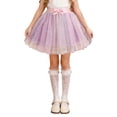 thumbnail image 2 of Avrnliq Purple Sparkly Kids Girls Tutu Skirt, Multi-Layered Tulle Princess Skirt with Satin Bow, Soft Elastic Waist Dress-Up Skirt for Girls Aged 2-10 Years,Size 3 T, 2 of 9
