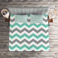 thumbnail image 2 of Ambesonne Chevron Quilted Coverlet 3 Pcs, Geometric Wavy Zigzag, Queen Size, Seafoam Grey White, 2 of 2