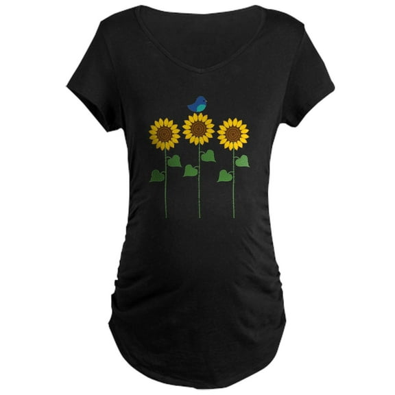 CafePress - Sunflower Garden Bird Maternity T Shirt - Maternity Dark T-Shirt