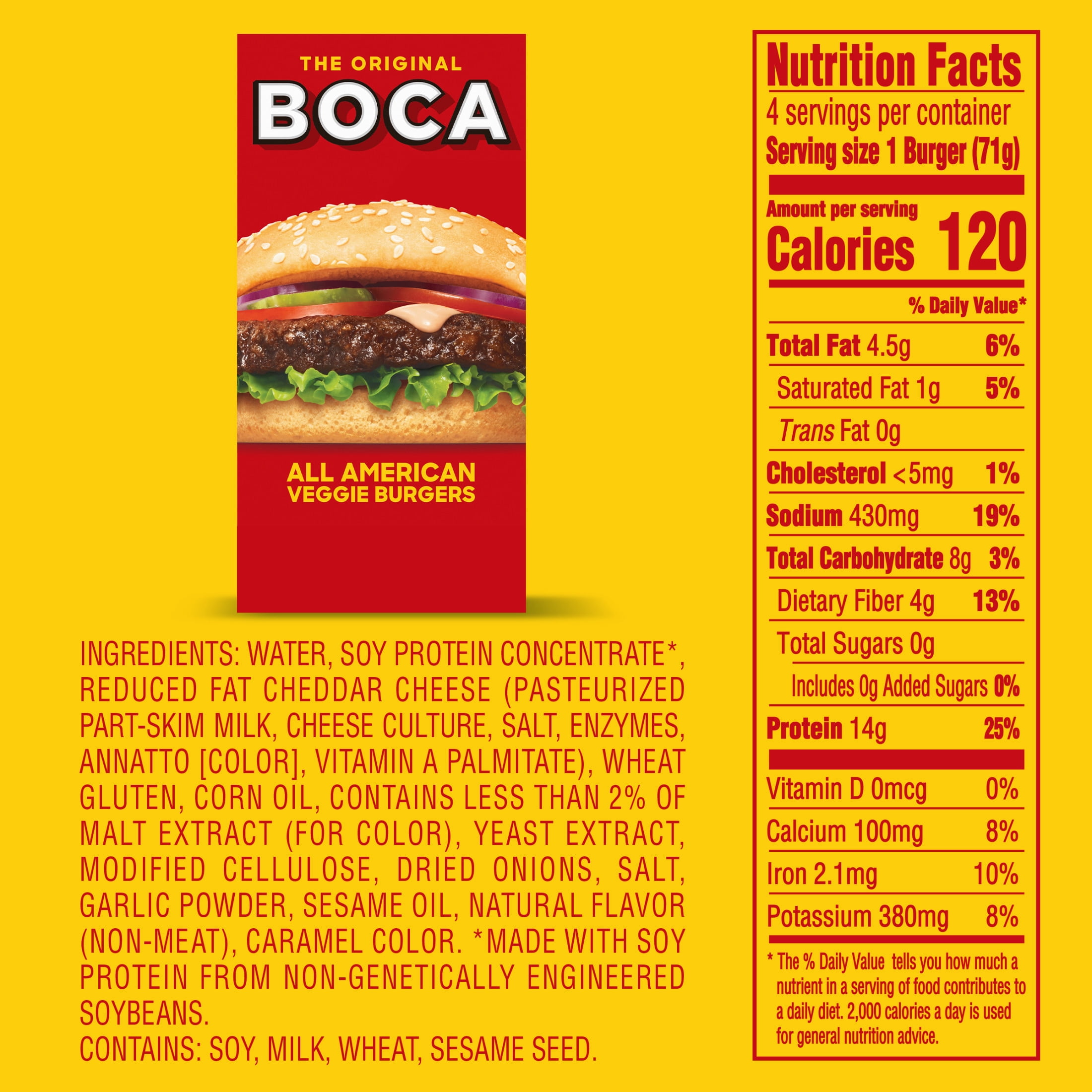 BOCA All American Veggie Burgers, 4 Ct Box, 10 oz