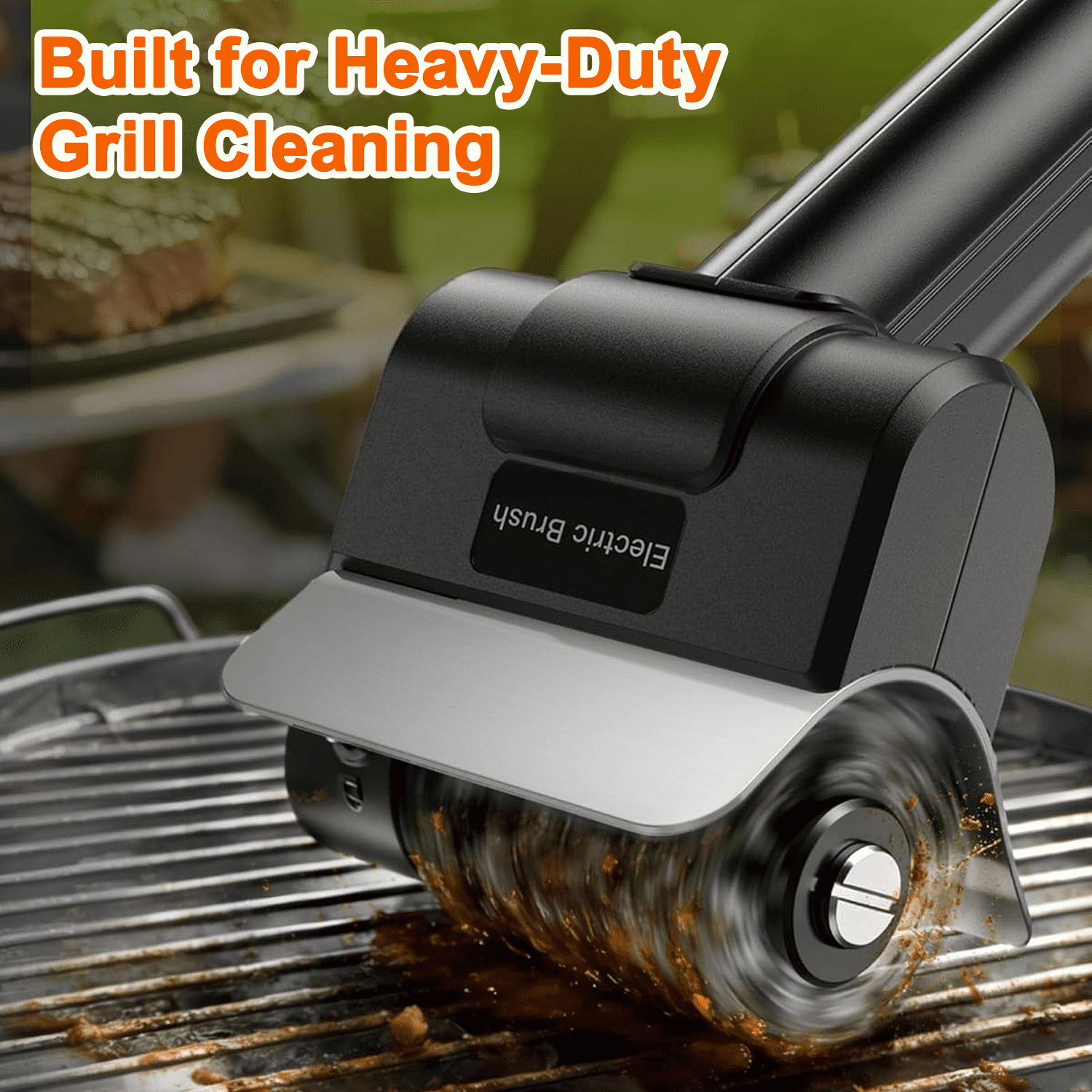 Merryhome Cordless Electric Grill Brush,Rechargeable-1100PRM-High Speed Rotating Grill Cleaner with 304 Stainless Steel Brush Head,Grill Cleaner for BBQ Grates & Griddles,BBQ Father's Day Gift