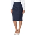 thumbnail image 4 of Unique Bargains Jupe Crayon Femme Taille Haute Plissée devant Travail Midi Jupes Bleu Foncé TG, 4 of 6