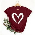 thumbnail image 4 of Pisexur Hauts pour Femmes T-Shirt Graphique de la Saint-Valentin - Col Rond Manches Courtes Imprimé Vin,P, 4 of 5