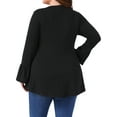 thumbnail image 4 of DARING DIVA Women's Plus Tops Crew Neck Bell High Low Hem Blouses 1X Black, 4 of 6