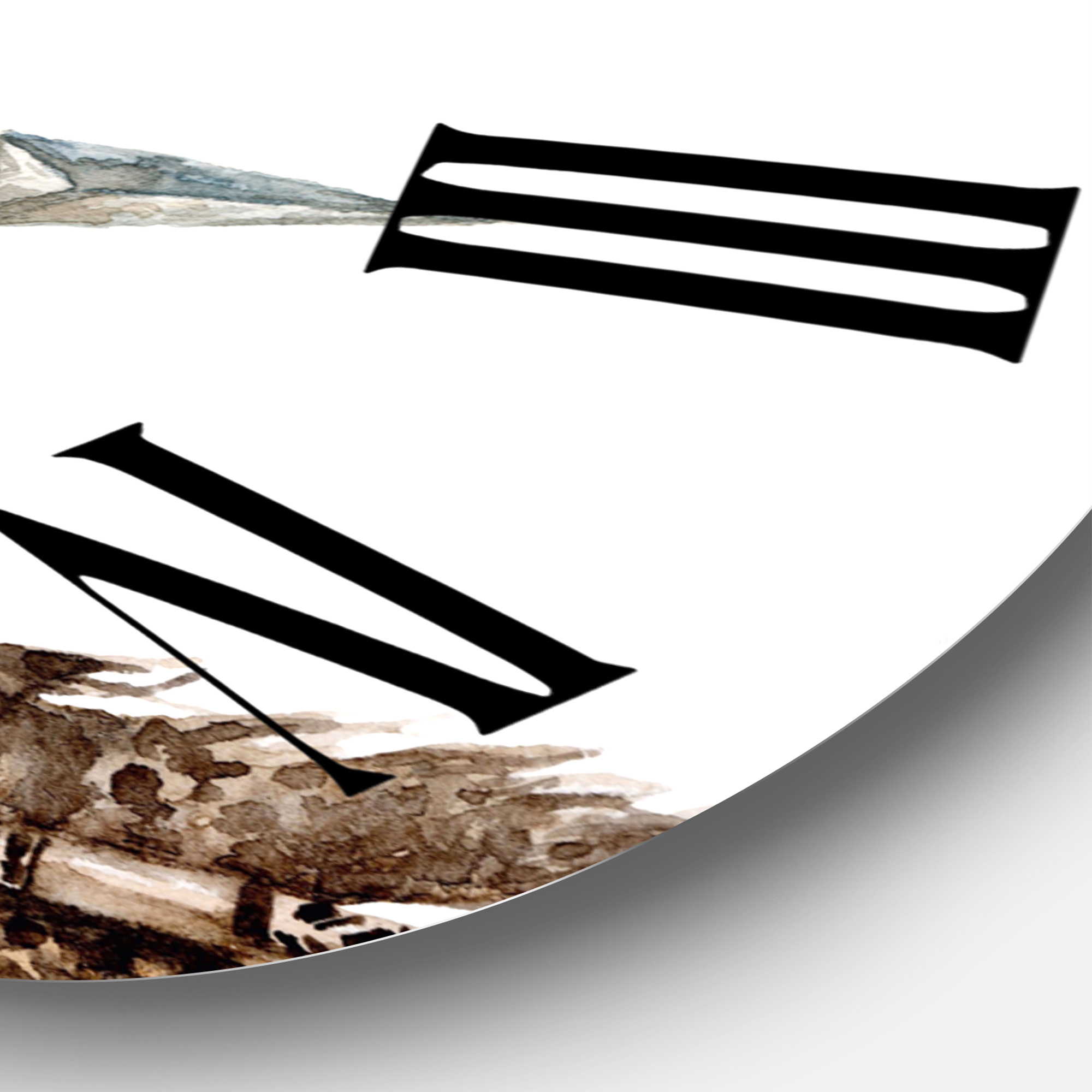 Designart 'Ethnic Feathers And Flowers On Native Arrows I' Bohemian & Eclectic Wall Clock