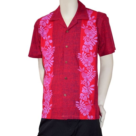 Favant Pineapple Panel Men's Short Sleeve Hawaiian Aloha Shirt