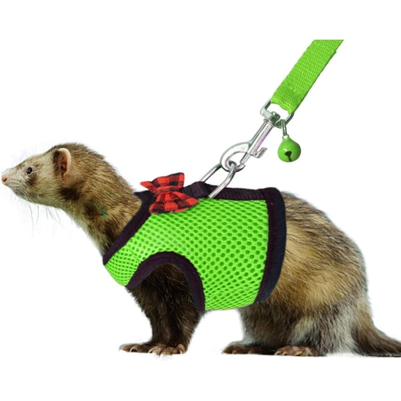 Minzimin Small Animal Harness and Leash - Soft Mesh Small Pet Harness with Safe Bell, No Pull Comfort Padded Vest for Small Pet