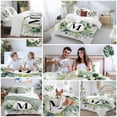 thumbnail image 6 of Letter M Twin Size Comforter Set, Alphabet Green Eucalyptus Leaves Plant Simple Bedding for All Seasons, 4 Pcs Bed Set, 1 Quiltcover (68"x86") ,1Sheet(67"x116"), 2Pillowcases (30"x20"), 6 of 9