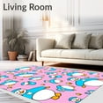 thumbnail image 2 of ODIKA 8'x10' Machine Washable Non-Slip Area Rug, Playful Snowman with Twinkling Bell Motifs Festive Illustration High Traffic Rug, Pink, 626589, 2 of 7