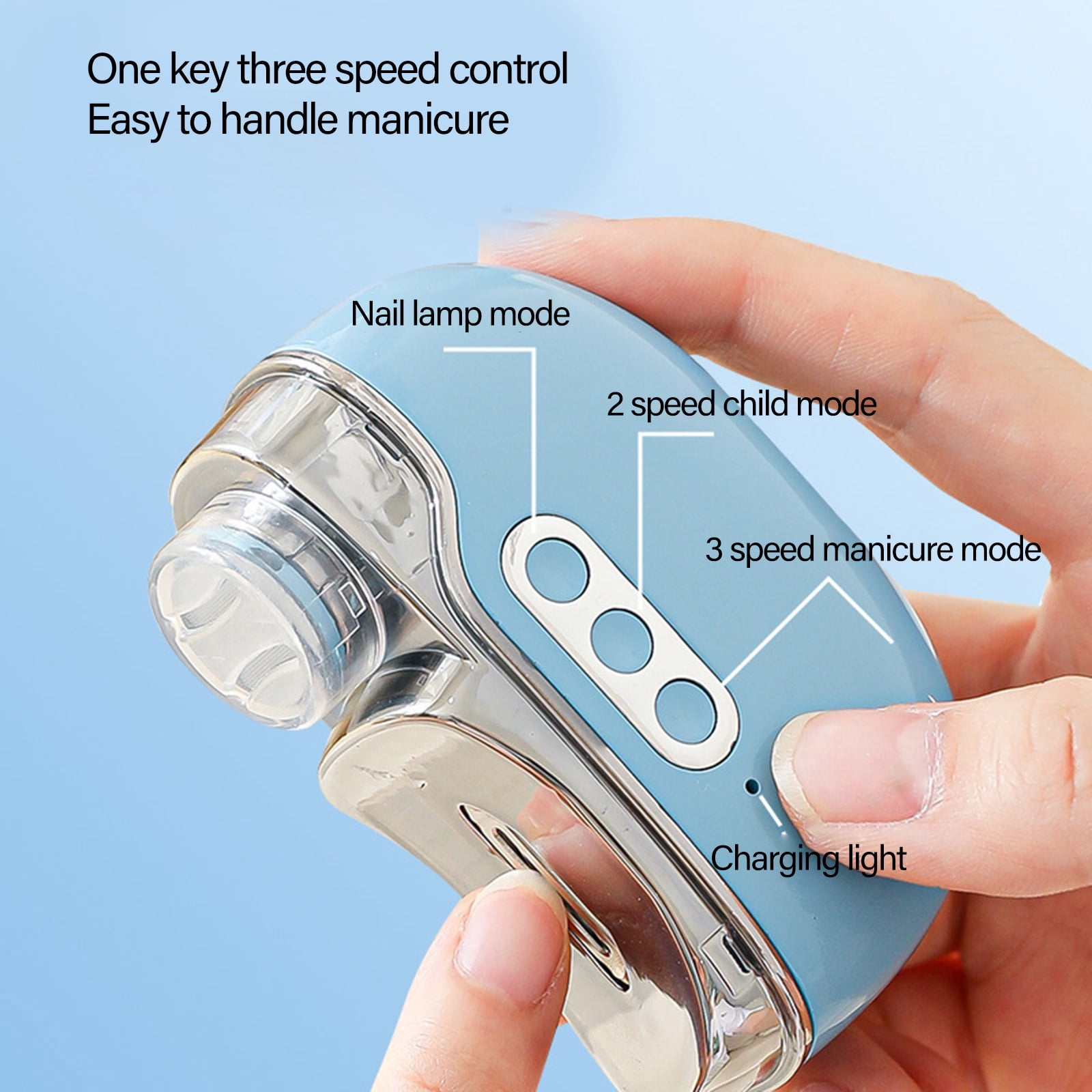 Professional Nails Care Baby Nails Trimmer 3 in 1 Electric Nails Cutter Light 3 Speeds Fingernail Polisher for Kids Adults