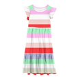 thumbnail image 5 of Fesfesfes Fashion Girls Color Striped Dress Size 6-12 Years Short Sleeves Round Neck Casual Dress, 5 of 5