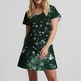 thumbnail image 6 of Uaswgudfs Women's Short Sleeve V-Neck Midi Dress​ - Summer Casual Floral Texture & Relaxed Fit, Smooth Fabric with Functional Pockets Green 2XL, 6 of 7