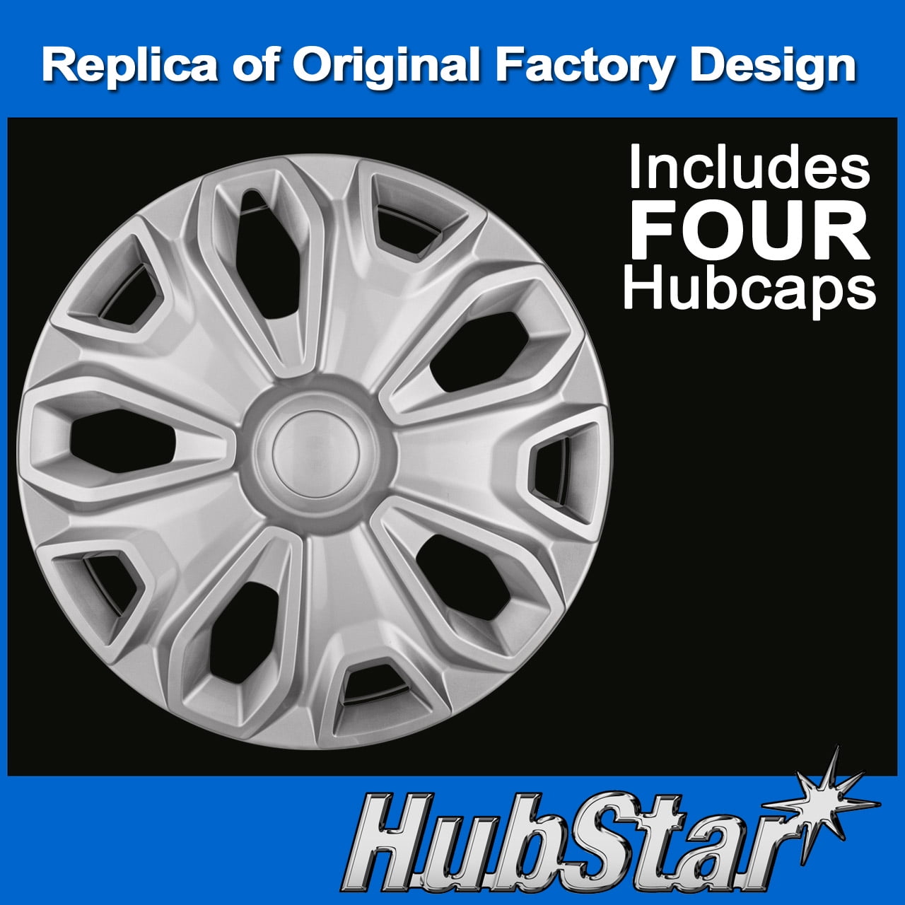 Hubcap Replacement for Ford Transit 150, 250, and 350: 2015-2024, 16-inch Original-Style Replica with Heavy-Duty Clips (Silver, 4 Pieces)