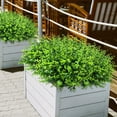 thumbnail image 4 of 12 Bundles Greenery Artificial Plants Outdoors, Eucalyptus Stems UV Resistant Fake Foliage Plants Faux Boxwood Shrubs Indoor Decorations Artificial Flowers for Garden Pot Porch Fence Hanging Planter, 4 of 8