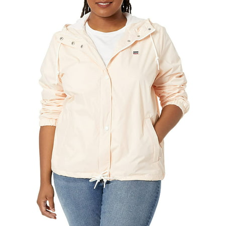 Levis Womens Retro Hooded Rain Windbreaker Jacket Standard  Plus Sizes Plus Size 1X Scallop Shell