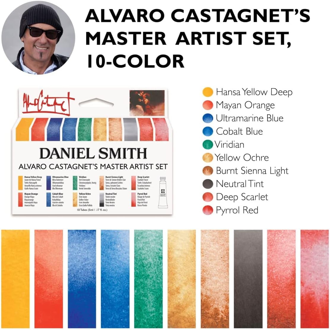 DANIEL SMITH Watercolor, 5ml tubes, Jean Haines Master Artist Set 10 Watercolor Tubes