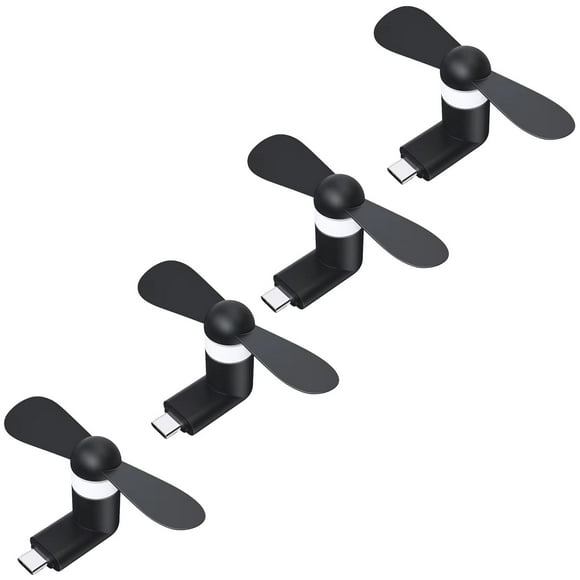 Mini Ventilador Portátil BlitzBlack 4Pzas Negro 5W Silicón+Plástico Ventilador USB-C.