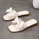 thumbnail image 1 of 1 par de sandalias de punta abierta con lazo para mujer, sandalias informales de verano, sandalias planas sin cordones para caminar de compras, Beige 36, 1 of 9