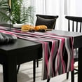 thumbnail image 4 of Pink Stripe Cotton Linen Table Runner 14 x 72 inch Gradient Grey Moire Geometric Modern Abstract Non-slip Rectangular Dining Table Decor for Wedding Party Holiday Dinner, 4 of 8