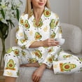 thumbnail image 6 of Honeii Lovely Avocado print Women's Pajama Sets Long Sleeve Button Down Sleepwear Nightwear Soft Pjs Lounge Sets-Large, 6 of 7