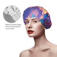 thumbnail image 2 of KLL Taxi Colorful Town Pattern Shower Cap & Bath Cap for Women,Reversible Oversized Waterproof Shower Caps for all Hair Lengths,Elastic Reusable Bathing Hair Cap, 2 of 6
