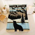 thumbnail image 5 of Manfei Mountain Lake Bed Sheets,Cartoon Wolf Full Size Sheets,Blue Brown,4-Piece,1 Flat Sheet, 1 Fitted Sheet and 2 Pillowcases, 5 of 6