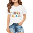 thumbnail image 3 of Girls Tshirts Children Third Grade Fun Print Round Neck Short Sleeve Stretchy Top Girls' Tops White 3-4 Years, 3 of 5