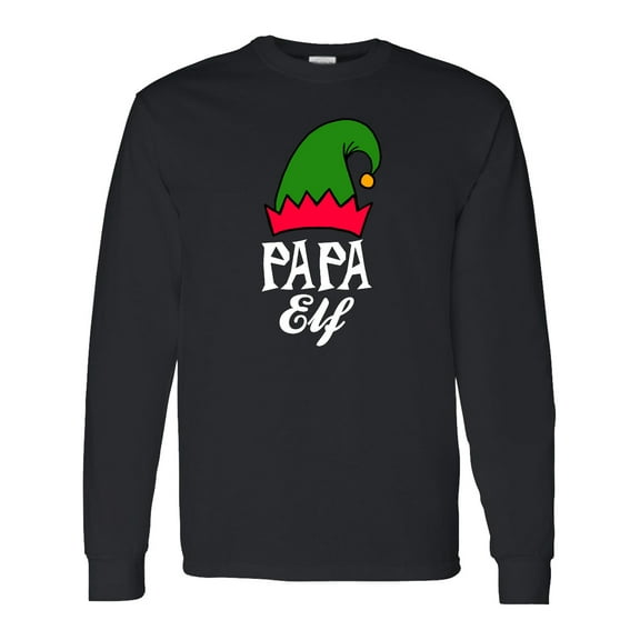 Inktastic Papa Elf with Elf Hat in White Long Sleeve T-Shirt
