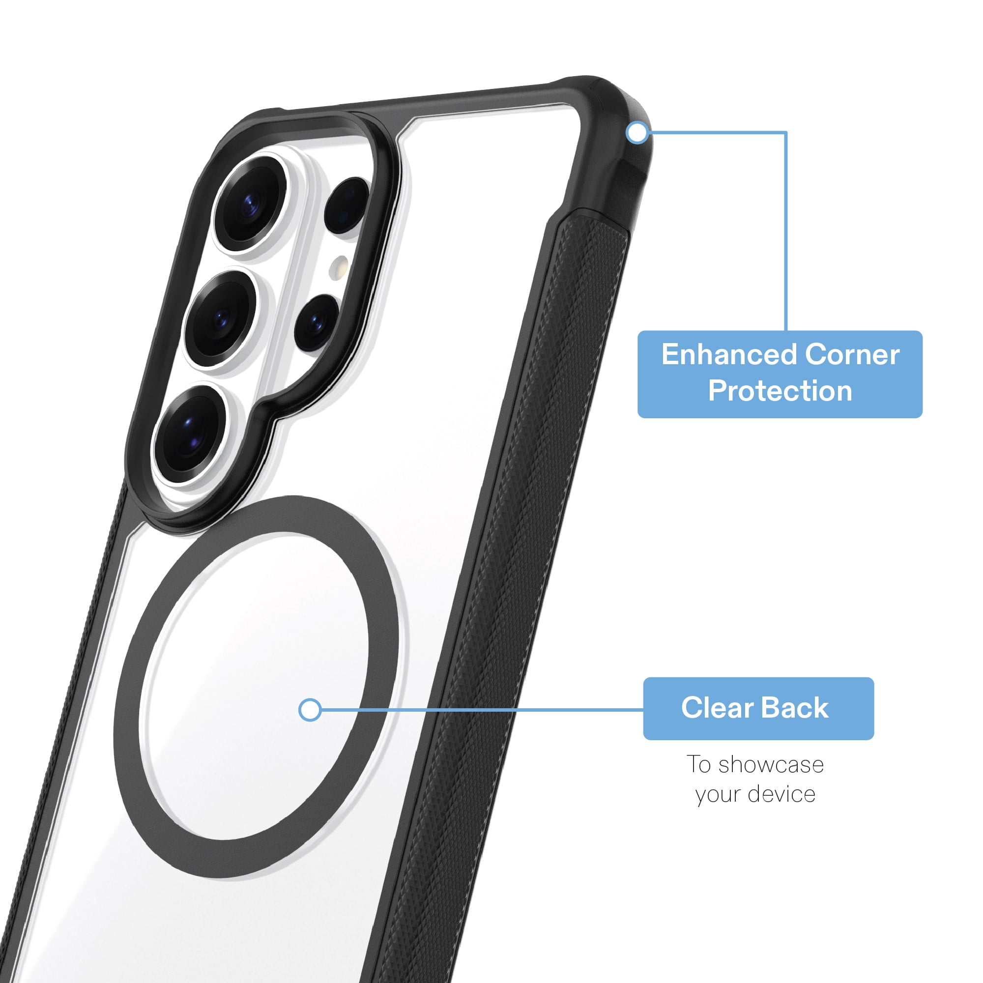 onn Magnetic Compatible Dual-Layer Phone Case for Samsung Galaxy S26 Ultra - Black/Clear
