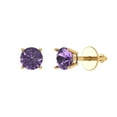 thumbnail image 2 of 0.2 Ct Round Cut Studs Purple Alexandrite 18K Yellow Solid Solid Gold Everyday Dainty Earrings Screw Back, 2 of 7