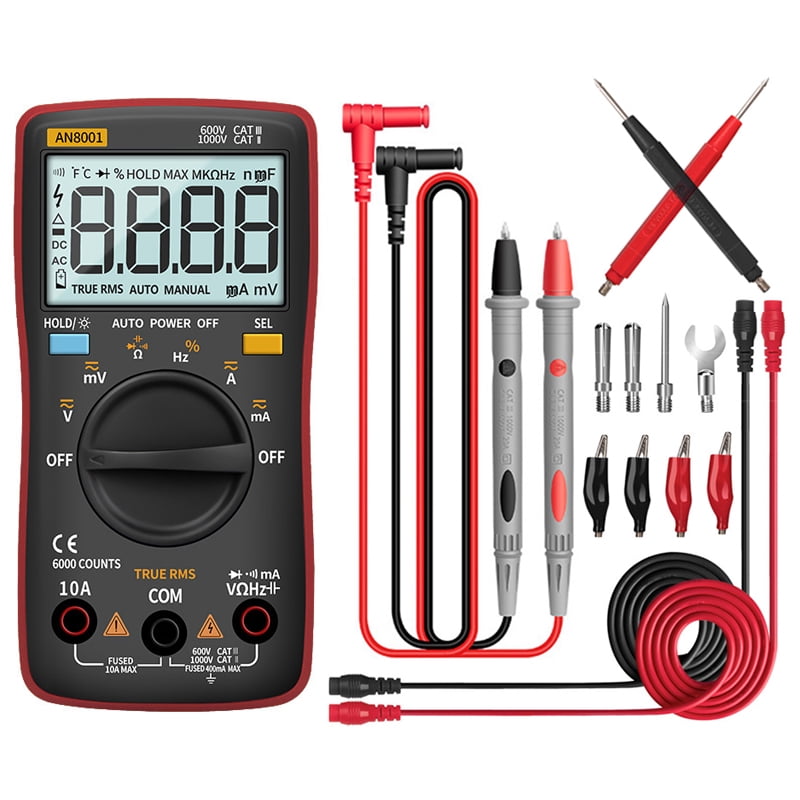 Multimeter 6000 Counts Volt Meter Ohmmeter AutoRanging Tester; Accurately Measures Voltage