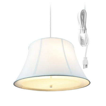 WHITE  2 Light Swag Plug-In Pendant with Diffuser