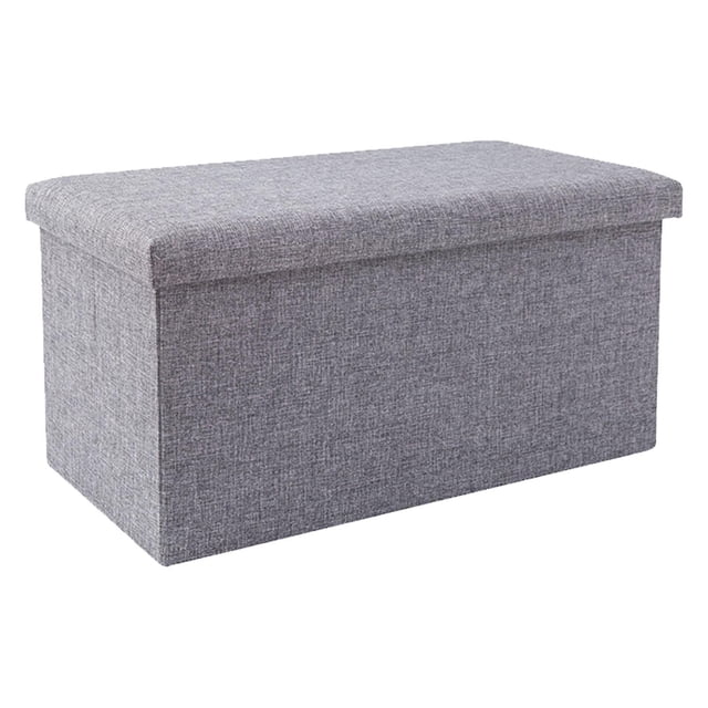Foldable Fabric Storage Ottoman Footstool Stool Multifunctional Storage Box for Living Room Dorm Room Gray S
