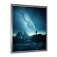 thumbnail image 2 of Designart 'A Light Shining by A Man Shining Into The Night Sky' Modern Framed Art Print, 2 of 4