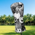 thumbnail image 2 of Golf Club Head Covers BlackWhite Pumpkin for Driver and Fairway Woods, Premium PU Leather, Waterproof, Velvet Lining, Unisex Golf Gift, 2 of 11