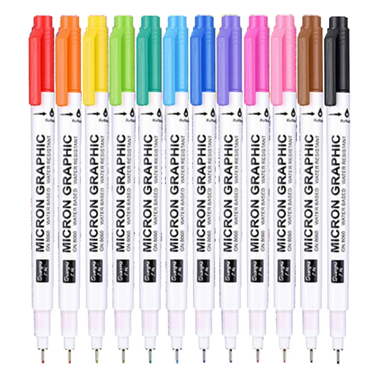 Hesroicy Fast Dry Ink Line Pen - Plastic Micro Tip Fineliner Pen for  Painting, School Supplies (12Pcs)
