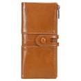 thumbnail image 1 of Sonducket Cartera larga Cerrojo Cremallera Monedero Bolsa Titular Tarjeta Bolsillo Multifuncional Lujo Vintage PU Carteras de cuero Marrón Type2 NO2, 1 of 6