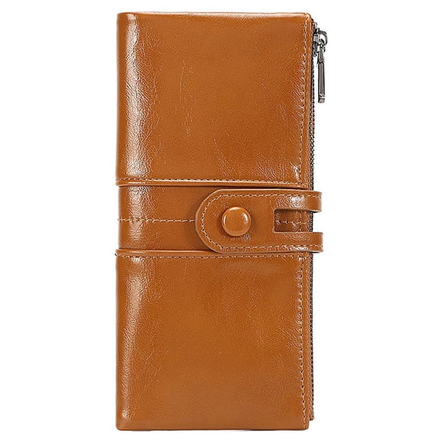 Sonducket Cartera larga Cerrojo Cremallera Monedero Bolsa Titular Tarjeta Bolsillo Multifuncional Lujo Vintage PU Carteras de cuero Marrón Type2 NO2