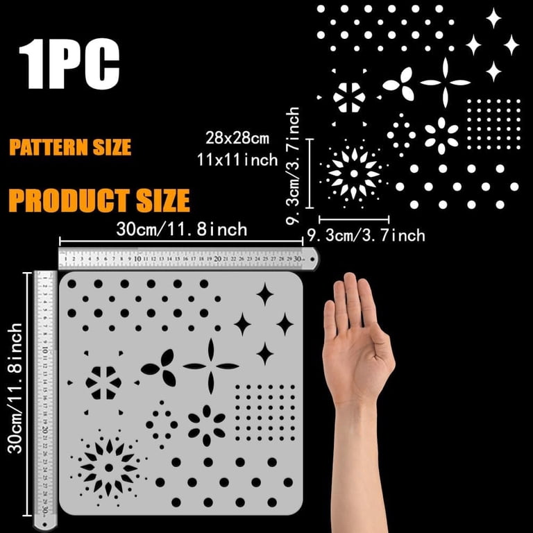 FINGERINSPIRE Reusable Painting Stencil – 11.8x11.8 Inch Geometry Pattern Template For DIY Art