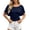 Navy, variant on Women's Flutter Sleeve Polka Dot Tops Wrap Tie Back Waist Shirt Batwing Boat Neck Ruched Fitted Summer Going Out Top