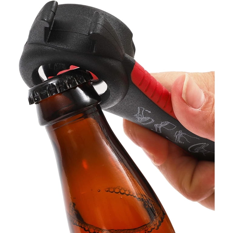 Silicone/Metal 5-in-1 Manual Bottle Opener, Easy Grip for Home