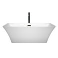 thumbnail image 2 of Tiffany 67 Inch Freestanding Bathtub in White with Floor Mounted Faucet, Drain and Overflow Trim in Matte Black, 2 of 5