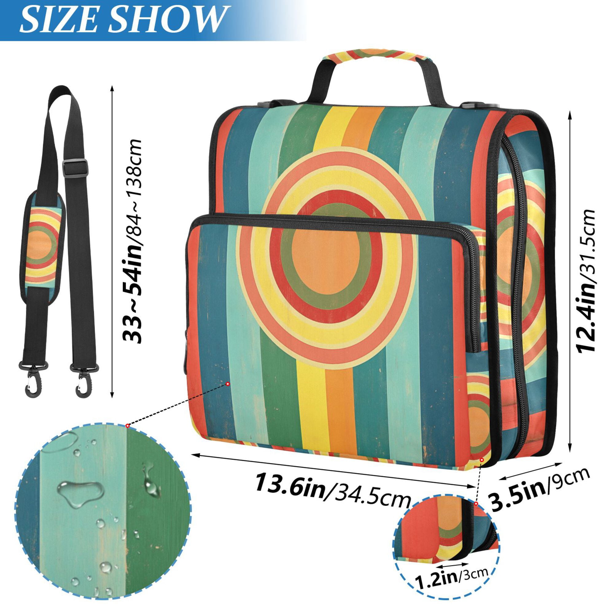 FORMRS Zipper Binder with Shoulder Strap 2-inch Ring 500 Sheet Capacity File Bag, Colorful Stripes