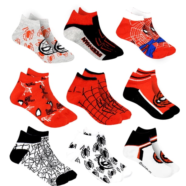 Calcetines Marvel Spider-Man de corte bajo, 10 pares, para niños de 3 a 9 años