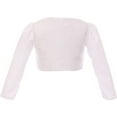 thumbnail image 2 of Big Girls' Rosette Satin Long Sleeve Flower Girl Bolero Jacket Cover Shrug USA White 8 (K409D), 2 of 3