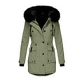 thumbnail image 3 of Aayomet Winter Coats For Women Plus Size Womens Notched Lapel Collar Double Pea Coat Winter Wool Blend Over Coats Long Jackets,Green XL, 3 of 5